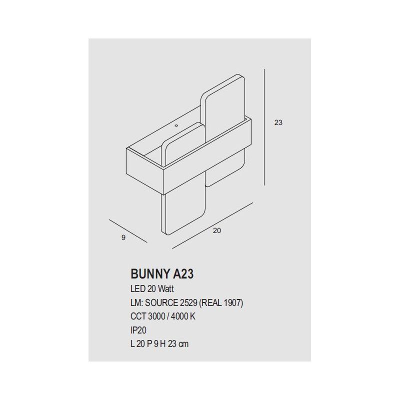 BUNNY A23 APPLIQUE IN 14 COLORI DISPONIBILI CON LUCE INDIRETTA 23W LED MODERNO PROMOINGROSS - Cristalensi Shop Online
