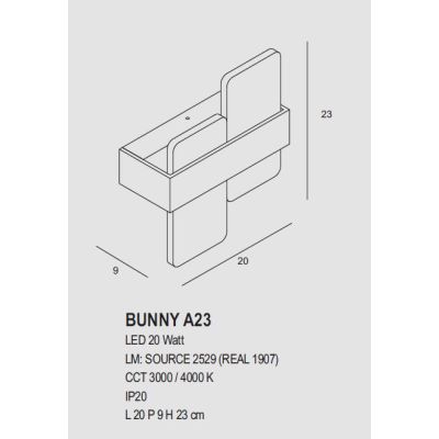 BUNNY A23 APPLIQUE IN 14 COLORI DISPONIBILI CON LUCE INDIRETTA 23W LED MODERNO PROMOINGROSS - Cristalensi Shop Online