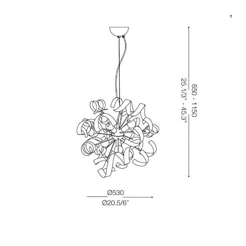 SOLE SOSPENSIONE DAL DESIGN MODERNO IN METALLO BIANCO CON DECORI ORO O ARGENTO DIPINTI A MANO CRISTALENSI LUX - Cristalensi Shop