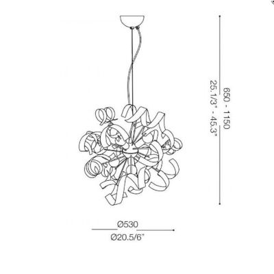 SOLE SOSPENSIONE DAL DESIGN MODERNO IN METALLO BIANCO CON DECORI ORO O ARGENTO DIPINTI A MANO CRISTALENSI LUX - Cristalensi Shop