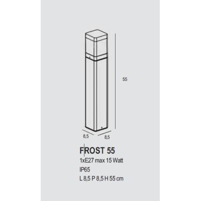 FROST LAMPIONE DA ESTERNI H55 IP65 ALLUMINIO 4 COLORI LAMPADINA ATTACCO E27 SQUADRATO MODERNO
