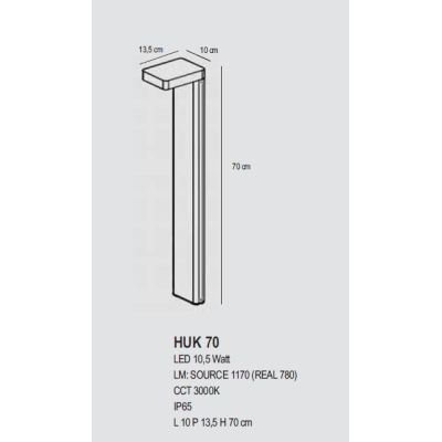 HUK PALO DA GIARDINO H70 IP65 ALLUMINIO 4 COLORI LED 10.5W LUCE 3000K SQUADRATO MODERNO