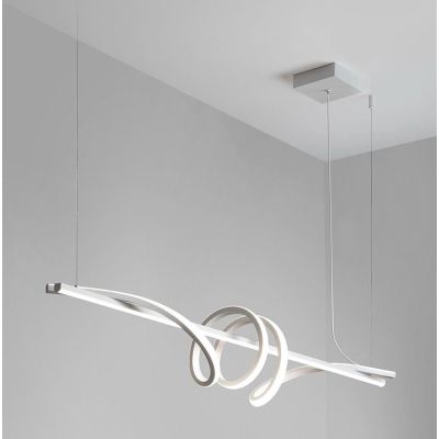 CURL SOSPENSIONE SINUOSA BIANCA O NERA LED 54W DIMMERABILE LUNGHEZZA CM 120 MODERNA