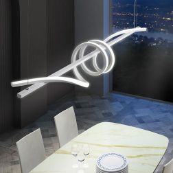 CURL SOSPENSIONE SINUOSA BIANCA O NERA LED 54W DIMMERABILE LUNGHEZZA CM 120 MODERNA