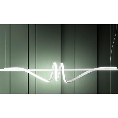 CURL SOSPENSIONE SINUOSA BIANCA O NERA LED 54W DIMMERABILE LUNGHEZZA CM 120 MODERNA