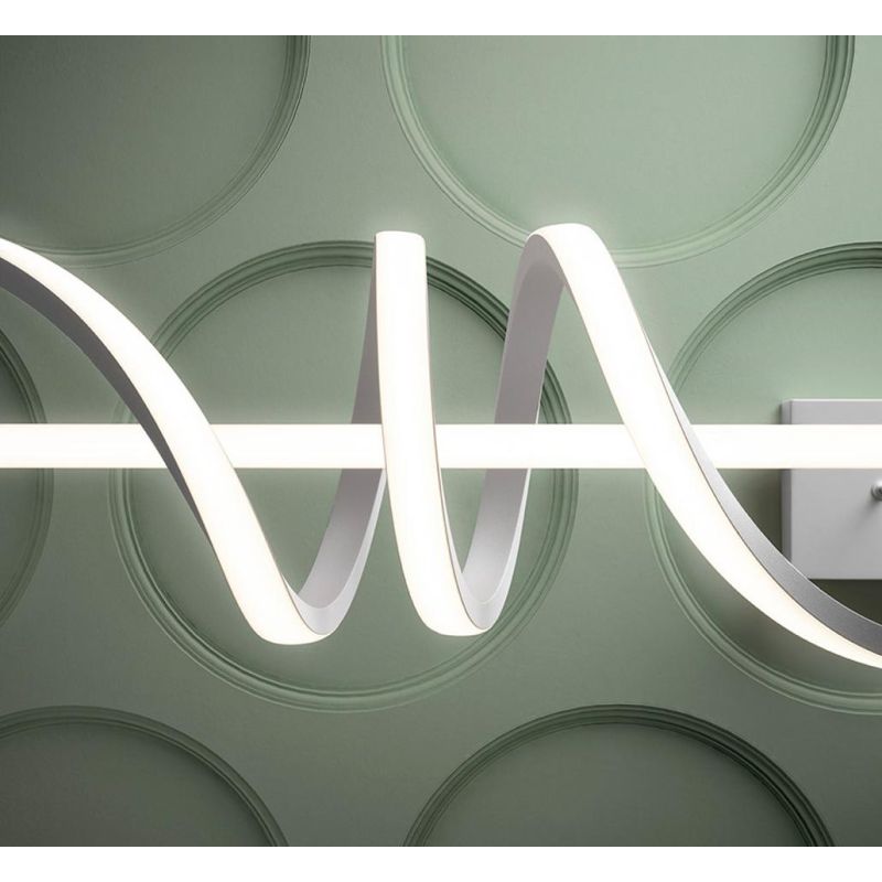 CURL SOSPENSIONE SINUOSA BIANCA O NERA LED 54W DIMMERABILE LUNGHEZZA CM 120 MODERNA