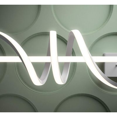 CURL SOSPENSIONE SINUOSA BIANCA O NERA LED 54W DIMMERABILE LUNGHEZZA CM 120 MODERNA