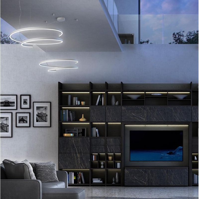 ELIX LAMPADARIO A SOSPENSIONE CIRCOLARE BIANCO IN 3 MISURE CON LED INTEGRATO DIMMERABILE MODERNO