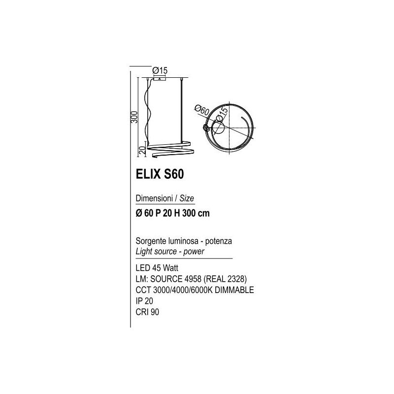 ELIX LAMPADARIO A SOSPENSIONE CIRCOLARE BIANCO IN 3 MISURE CON LED INTEGRATO DIMMERABILE MODERNO