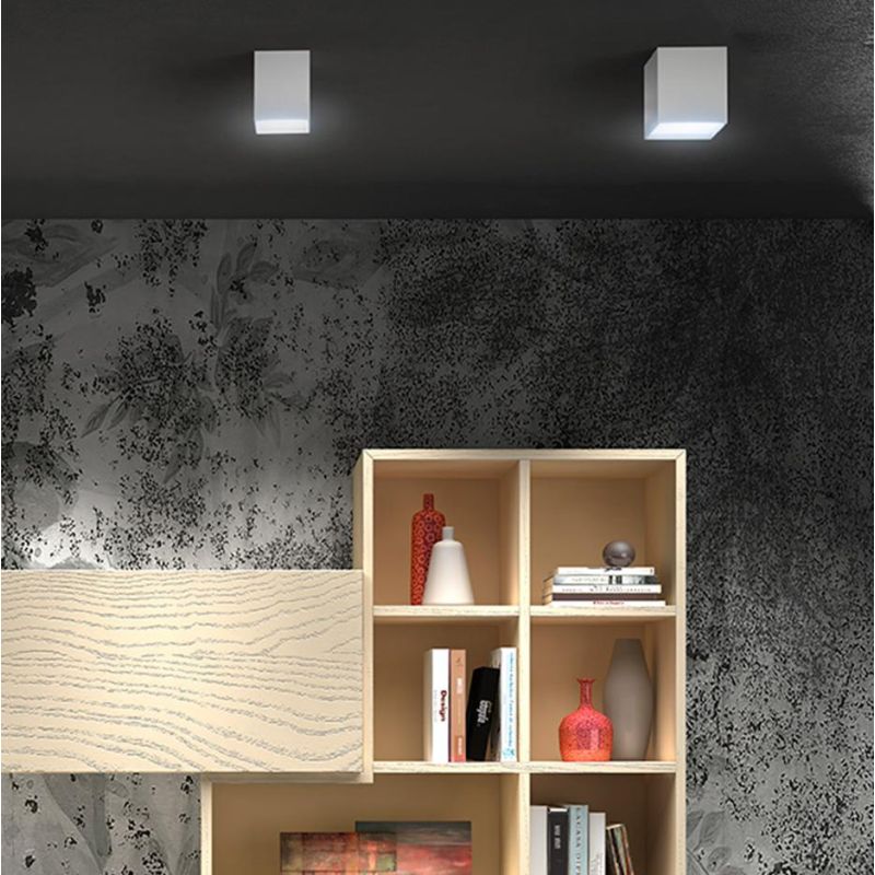 JAR PLAFONIERA A CUBO IN 2 MISURE LED INTEGRATO LUCE 3000K-4000K IN METALLO 20 COLORI DESIGN MODERNO