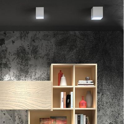 JAR PLAFONIERA A CUBO IN 2 MISURE LED INTEGRATO LUCE 3000K-4000K IN METALLO 20 COLORI DESIGN MODERNO