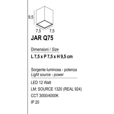 JAR PLAFONIERA A CUBO IN 2 MISURE LED INTEGRATO LUCE 3000K-4000K IN METALLO 20 COLORI DESIGN MODERNO