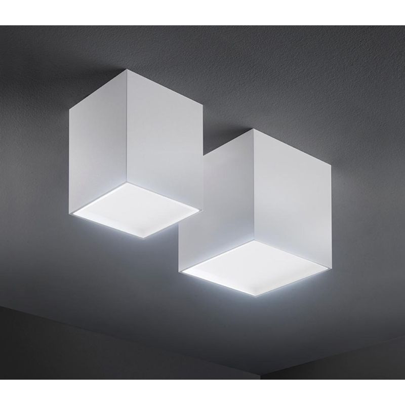 JAR PLAFONIERA A CUBO IN 2 MISURE LED INTEGRATO LUCE 3000K-4000K IN METALLO 20 COLORI DESIGN MODERNO