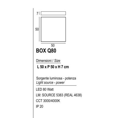 BOX PLAFONIERA QUADRATA CM 50X50 LED 80W LUCE 3000K-4000K IN METALLO 20 COLORI MODERNA