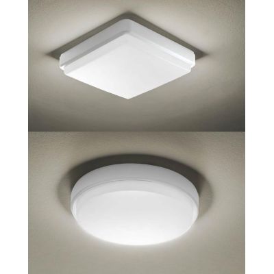 YNDI PLAFONIERA APPLIQUE DA ESTERNO IP65 COLORE BIANCO CM 28X28 LED INTEGRATO K-SWITCH MODERNA