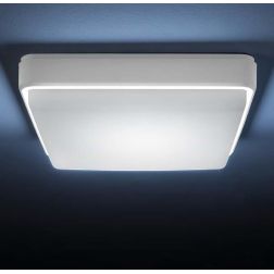 YNDI PLAFONIERA APPLIQUE DA ESTERNO IP65 COLORE BIANCO CM 28X28 LED INTEGRATO K-SWITCH MODERNA