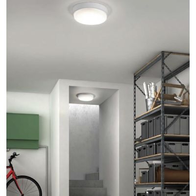 YNDI PLAFONIERA APPLIQUE DA ESTERNO IP65 ROTONDA BIANCA D28 CM LED INTEGRATO K-SWITCH MODERNA
