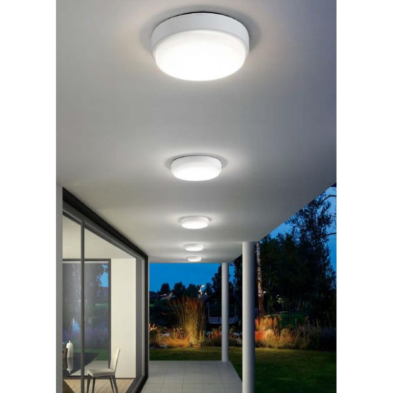 YNDI PLAFONIERA APPLIQUE DA ESTERNO IP65 ROTONDA BIANCA D28 CM LED INTEGRATO K-SWITCH MODERNA
