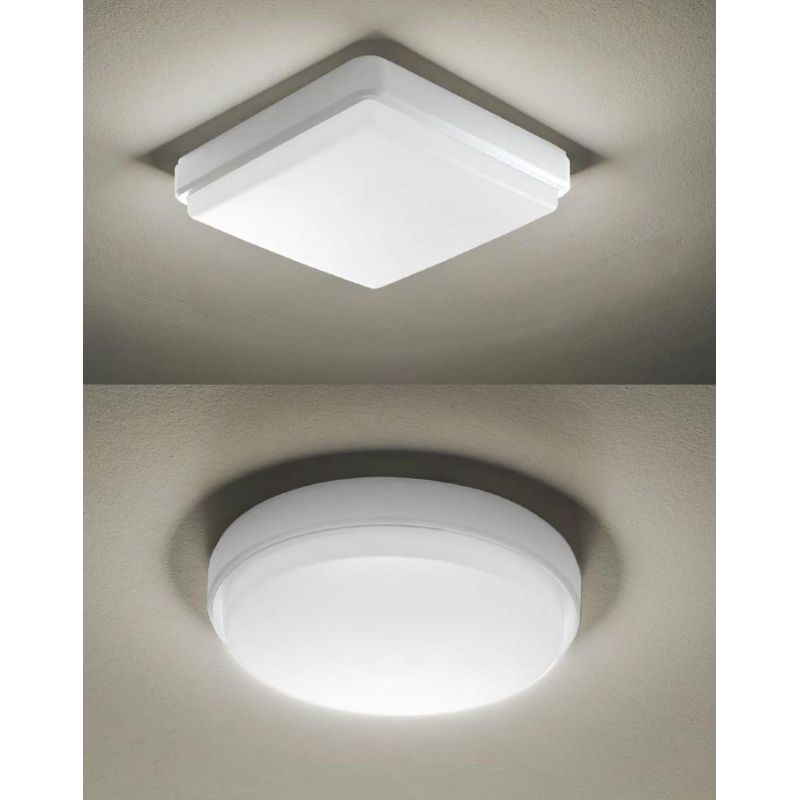 YNDI PLAFONIERA APPLIQUE DA ESTERNO IP65 ROTONDA BIANCA D28 CM LED INTEGRATO K-SWITCH MODERNA