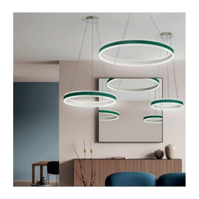 TWIN S100 SOSPENSIONE LED 72W METALLO 19 COLORI DIMMERABILE DINAMICO DA 3000K A 6000K CON TELECOMANDO