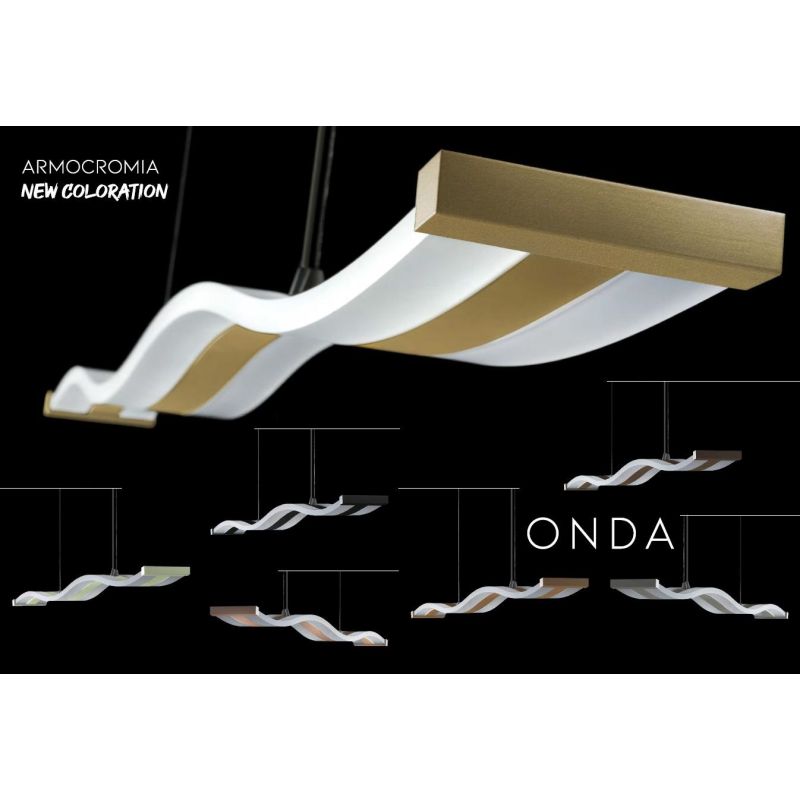 ONDA SOSPENSIONE LAMPADARIO ONDULATO BIANCO RETTANGOLARE LED DIMMERABILE MODERNA PROMOINGROSS - Cristalensi Shop Online