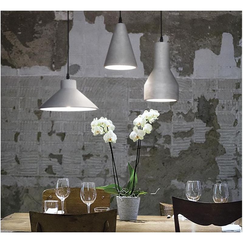 SOSPENSIONE SINGOLA A FORMA DI PIATTO MODERNA IN CEMENTO NEL COLORE GREZZO DIAMETRO CM 25 CRISTALENSI - Cristalensi Shop Online