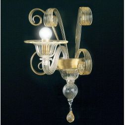 LAGUNA APPLIQUE 1 LUCE DAL GUSTO CLASSICO IN VETRO DI MURANO LAVORATO A MANO STRUTTURA IN ORO MADE IN ITALY