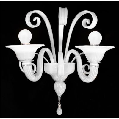 LAGUNA APPLIQUE 2 LUCI CLASSICO IN VETRO DI MURANO LAVORATO A MANO FINITURA ORO O BIANCO MADE IN ITALY