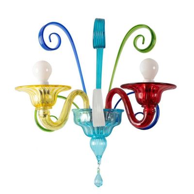 LAGUNA MULTICOLOR APPLIQUE 2 LUCI IN VETRO DI MURANO COLORATO LAVORATO A MANO MADE IN ITALY