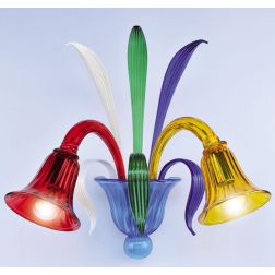 RONDO' MULTICOLOR APPLIQUE 2 LUCI IN VETRO DI MURANO RIGADIN COLORATO LAVORATO A MANO MADE IN ITALY