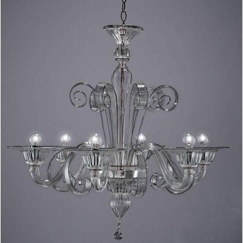 LAGUNA FILI COLORATI LAMPADARIO 6 LUCI IN VETRO DI MURANO LAVORATO A MANO 7 COLORI MADE IN ITALY