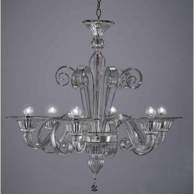 LAGUNA FILI COLORATI LAMPADARIO 6 LUCI IN VETRO DI MURANO LAVORATO A MANO 7 COLORI MADE IN ITALY