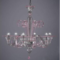 LAGUNA FILI COLORATI LAMPADARIO 6 LUCI IN VETRO DI MURANO LAVORATO A MANO 7 COLORI MADE IN ITALY 2