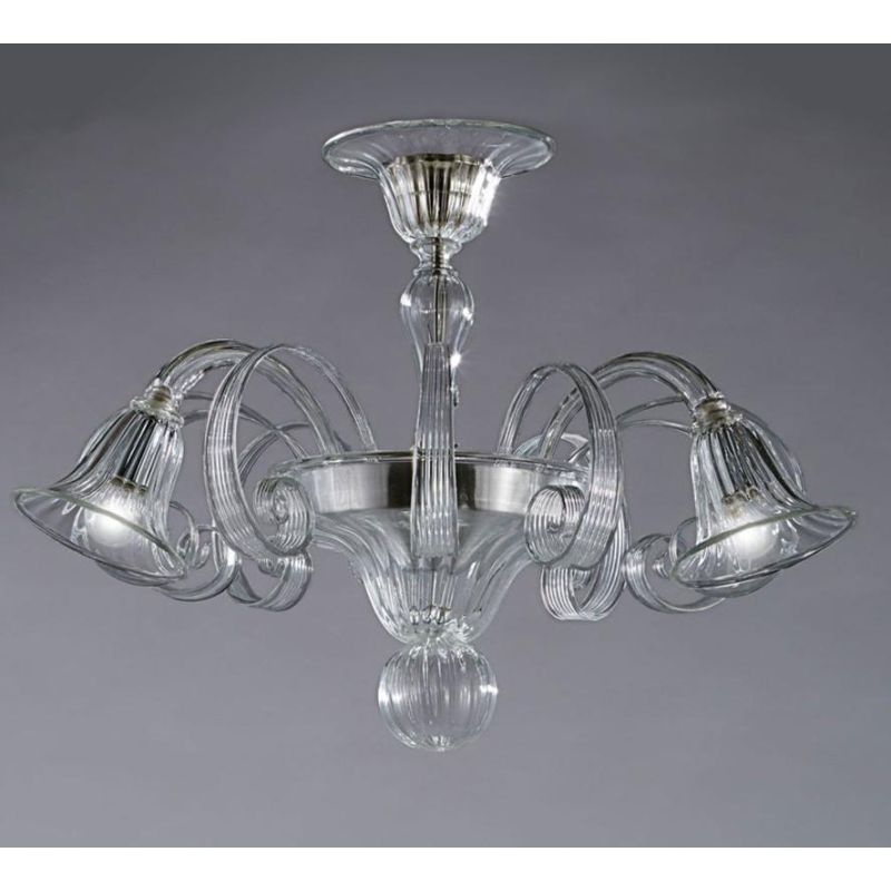 LAGUNA FILI COLORATI PLAFONIERA 6 LUCI IN VETRO DI MURANO LAVORATO A MANO 7 COLORI MADE IN ITALY