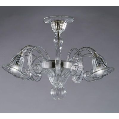 LAGUNA FILI COLORATI PLAFONIERA 6 LUCI IN VETRO DI MURANO LAVORATO A MANO 7 COLORI MADE IN ITALY