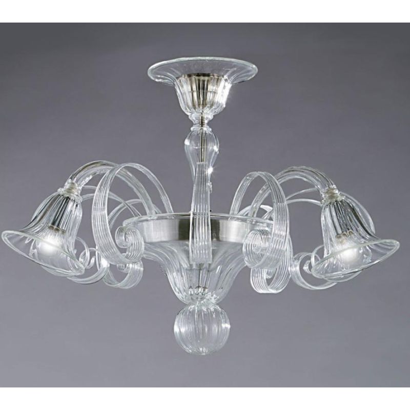 LAGUNA FILI COLORATI PLAFONIERA 6 LUCI IN VETRO DI MURANO LAVORATO A MANO 7 COLORI MADE IN ITALY