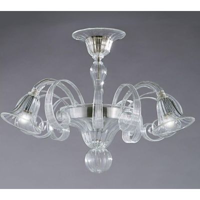 LAGUNA FILI COLORATI PLAFONIERA 6 LUCI IN VETRO DI MURANO LAVORATO A MANO 7 COLORI MADE IN ITALY