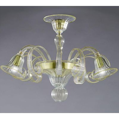 LAGUNA FILI COLORATI PLAFONIERA 6 LUCI IN VETRO DI MURANO LAVORATO A MANO 7 COLORI MADE IN ITALY