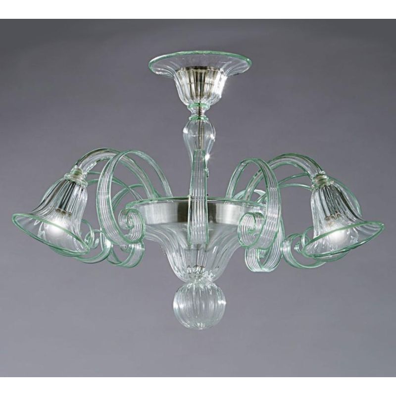 LAGUNA FILI COLORATI PLAFONIERA 6 LUCI IN VETRO DI MURANO LAVORATO A MANO 7 COLORI MADE IN ITALY