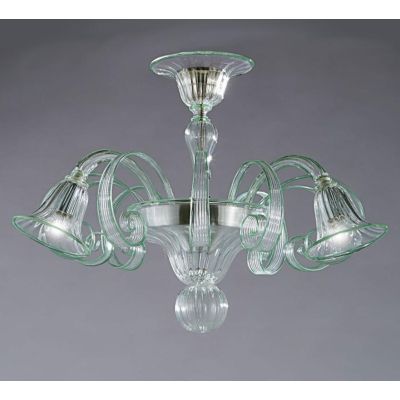 LAGUNA FILI COLORATI PLAFONIERA 6 LUCI IN VETRO DI MURANO LAVORATO A MANO 7 COLORI MADE IN ITALY