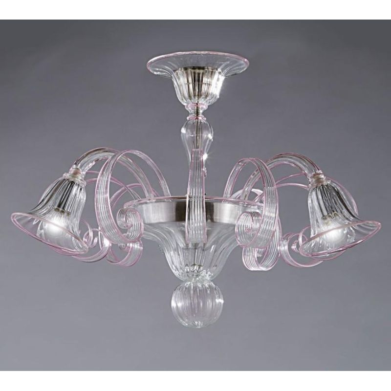 LAGUNA FILI COLORATI PLAFONIERA 6 LUCI IN VETRO DI MURANO LAVORATO A MANO 7 COLORI MADE IN ITALY