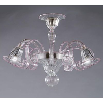 LAGUNA FILI COLORATI PLAFONIERA 6 LUCI IN VETRO DI MURANO LAVORATO A MANO 7 COLORI MADE IN ITALY