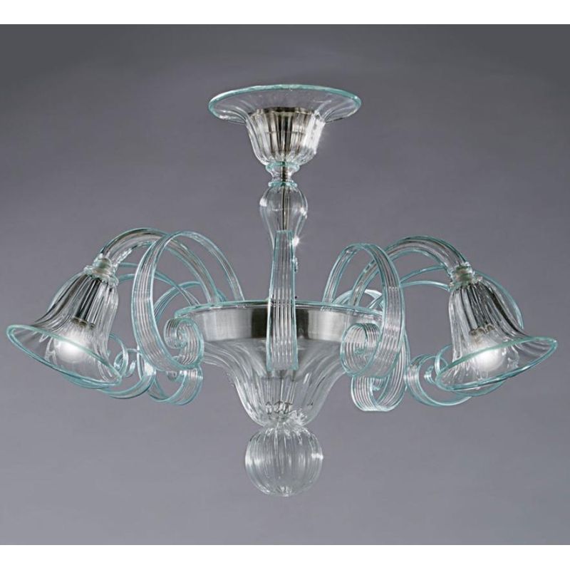 LAGUNA FILI COLORATI PLAFONIERA 6 LUCI IN VETRO DI MURANO LAVORATO A MANO 7 COLORI MADE IN ITALY