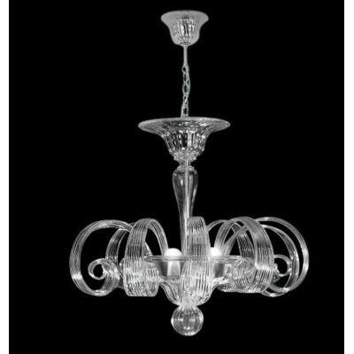 LAGUNA SOSPENSIONE A 3 LUCI IN VETRO DI MURANO LAVORATO A MANO TRASPARENTE CON 9 PASTORALI MADE IN ITALY