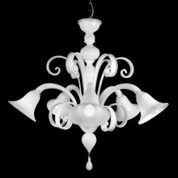 RONDO' LAMPADARIO 5 LUCI IN VETRO DI MURANO RIGADIN LAVORATO A MANO 5 FINITURE COLORE MADE IN ITALY