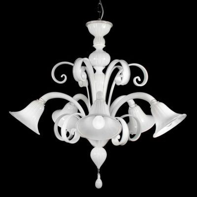 RONDO' LAMPADARIO 5 LUCI IN VETRO DI MURANO RIGADIN LAVORATO A MANO 5 FINITURE COLORE MADE IN ITALY