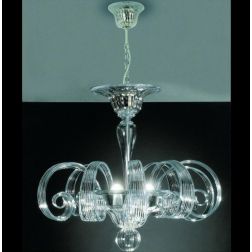 LAGUNA SOSPENSIONE A 3 LUCI IN VETRO DI MURANO LAVORATO A MANO TRASPARENTE CON 9 PASTORALI MADE IN ITALY 2