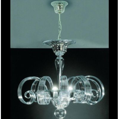 LAGUNA SOSPENSIONE A 3 LUCI IN VETRO DI MURANO LAVORATO A MANO TRASPARENTE CON 9 PASTORALI MADE IN ITALY