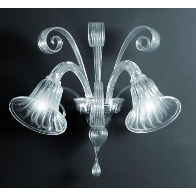 RONDO' APPLIQUE 2 LUCI IN VETRO DI MURANO RIGADIN LAVORATO A MANO 2 FINITURE COLORE MADE IN ITALY