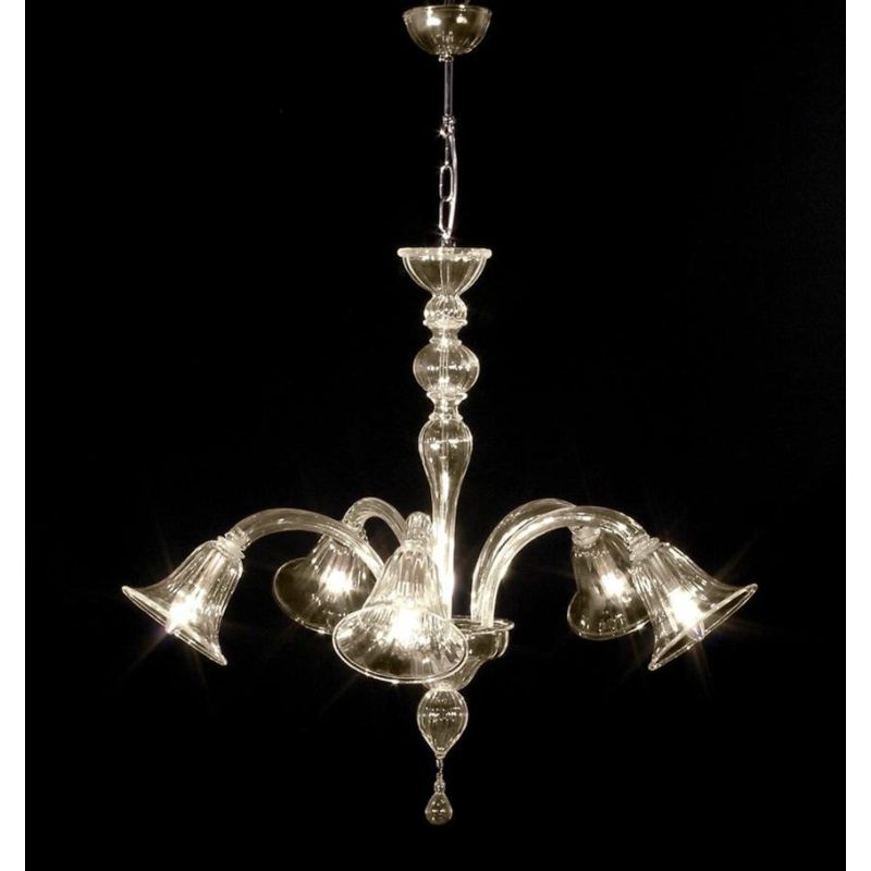 RONDO' NP LAMPADARIO 5 LUCI IN VETRO DI MURANO COLORATO LAVORATO A MANO 4 COLORI MADE IN ITALY